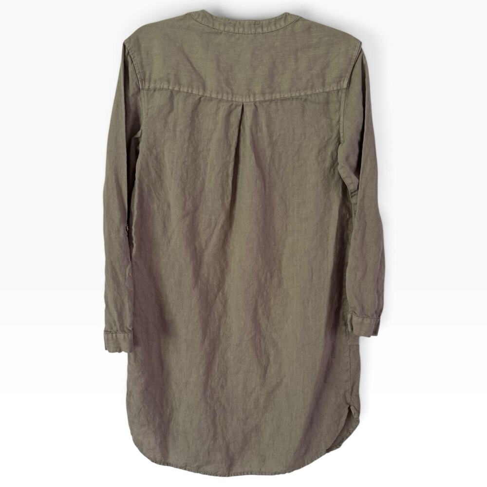 Tahari Sage Green 100% Linen Long Sleeve Dress Size Small - Picture 2 of 5